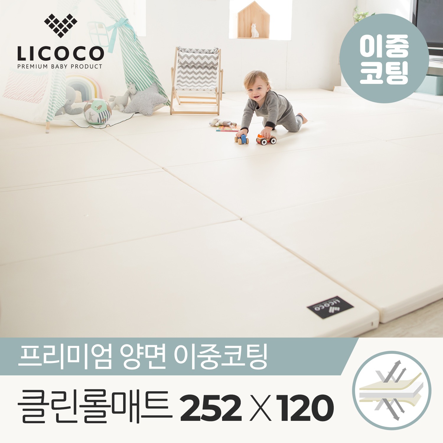 [리코코] 양면이중코팅 클린롤매트 252x120x4cm
